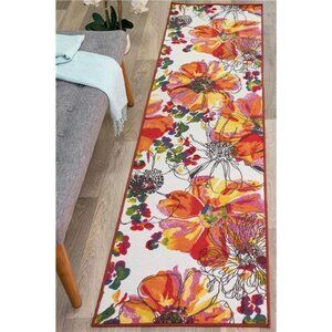 NEW Bright Floral Area Rug Runner